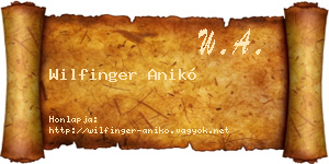 Wilfinger Anikó névjegykártya